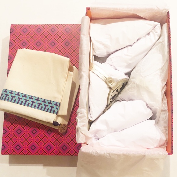 New Tory Burch Gold Miller Sandals - Picture 8 of 8